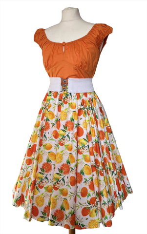 Peggy Circle Skirt- Oranges and Lemons