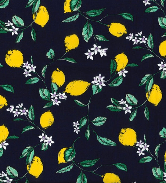 Peggy Circle Skirt- Navy Lemons