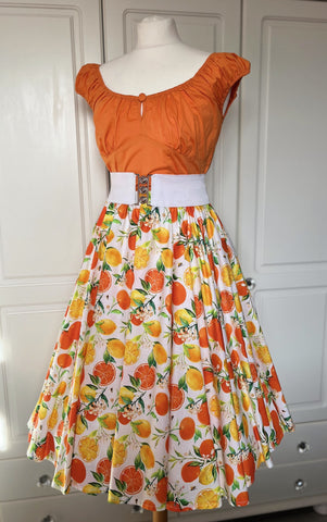 Peggy Circle Skirt- Oranges and Lemons